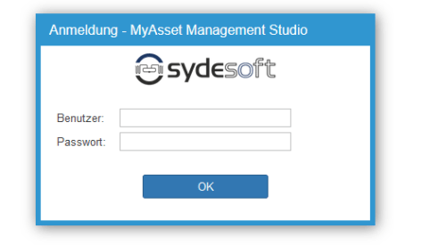 Login Screen MyAsset Management Lösung