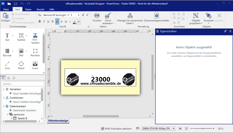 RFID-Label erstellt mit Loftware PowerForms