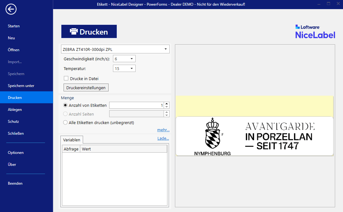 Loftware Label Inventur und Barcode Etiketten