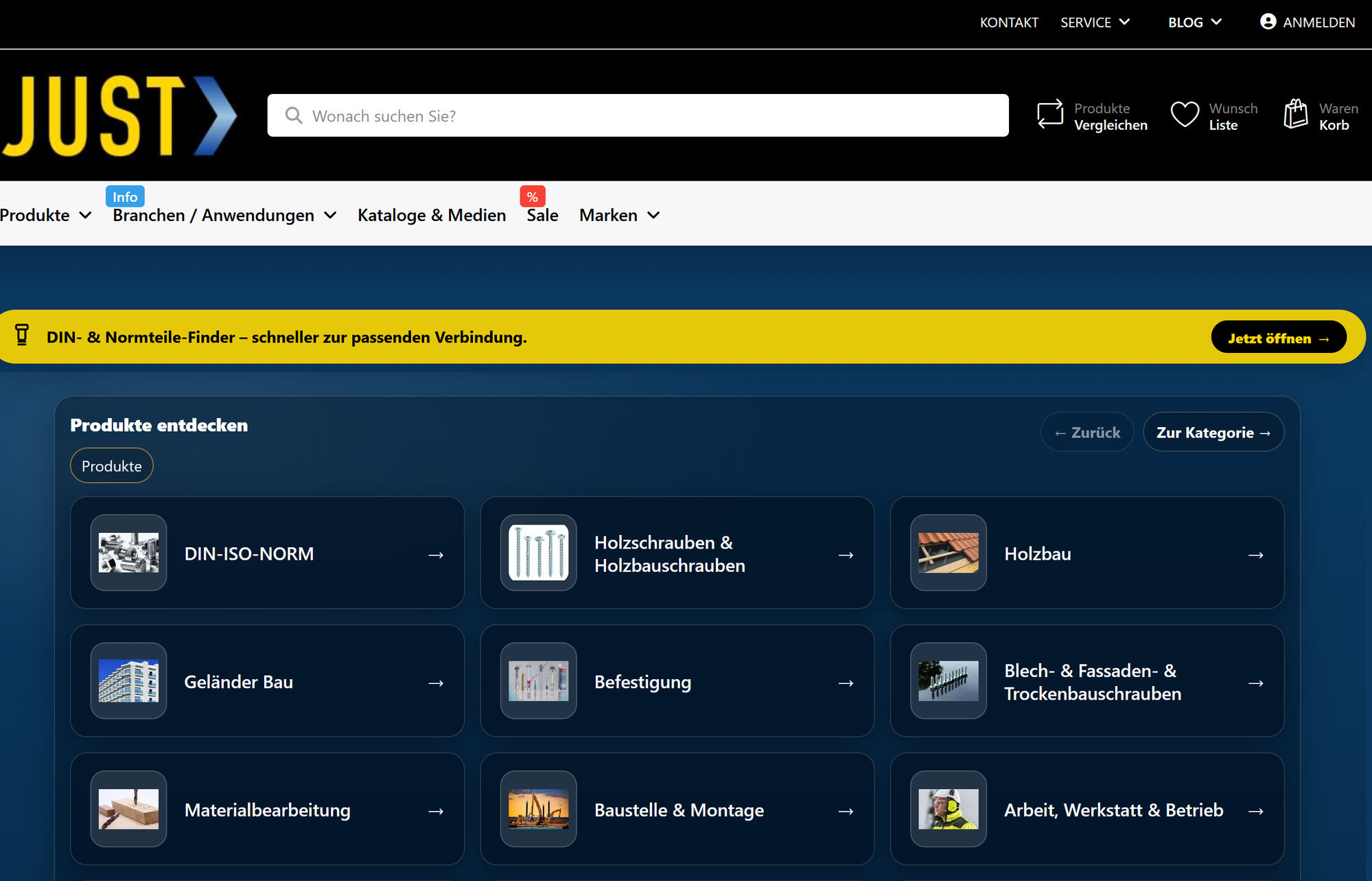 just-schrauben Webshop – Vorschau